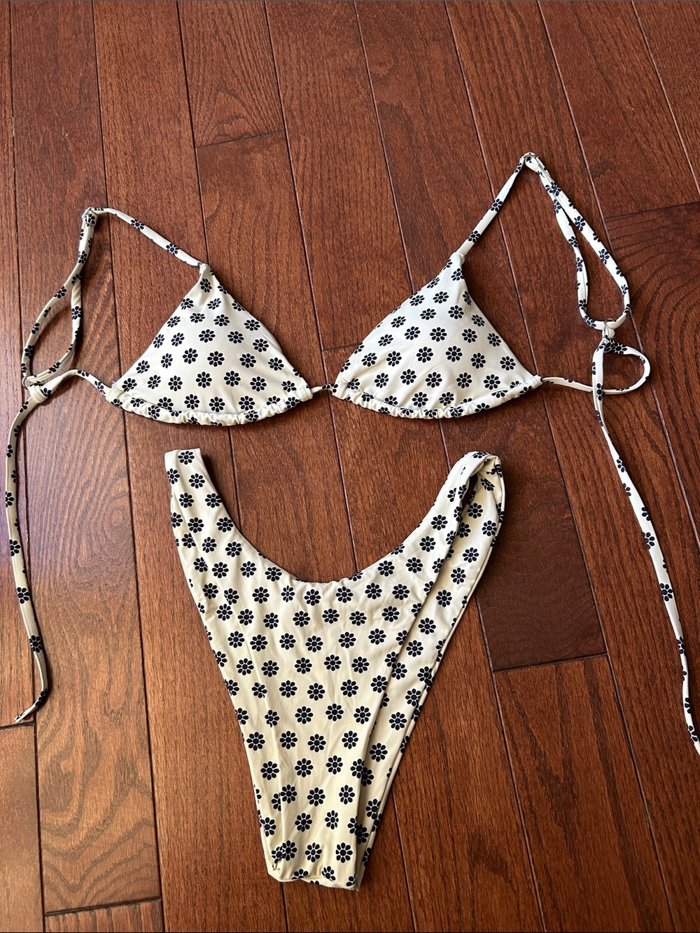 Ladies size small off white with blue flowers bikini